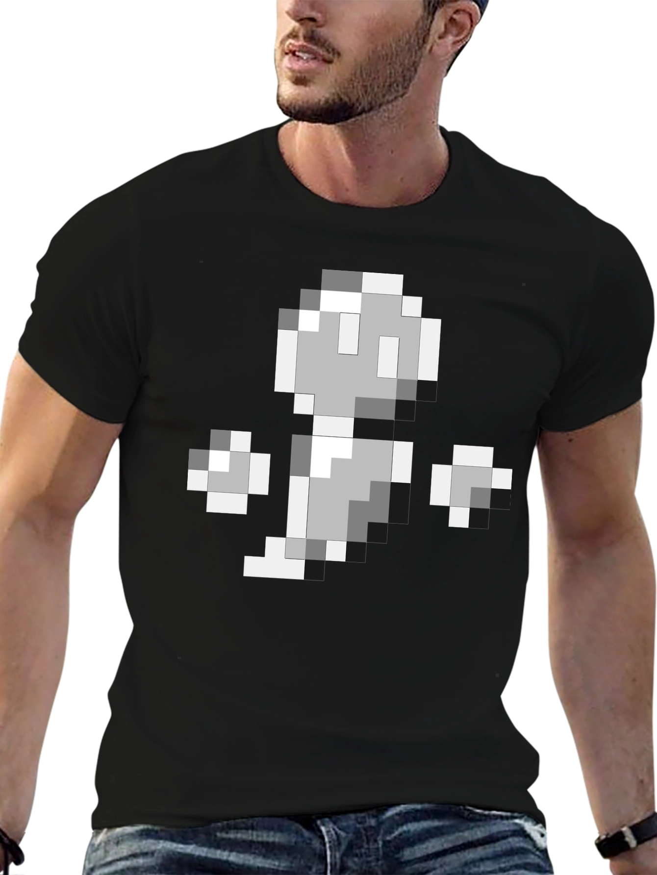 8-Bit Ghost Graphic Black T-Shirt