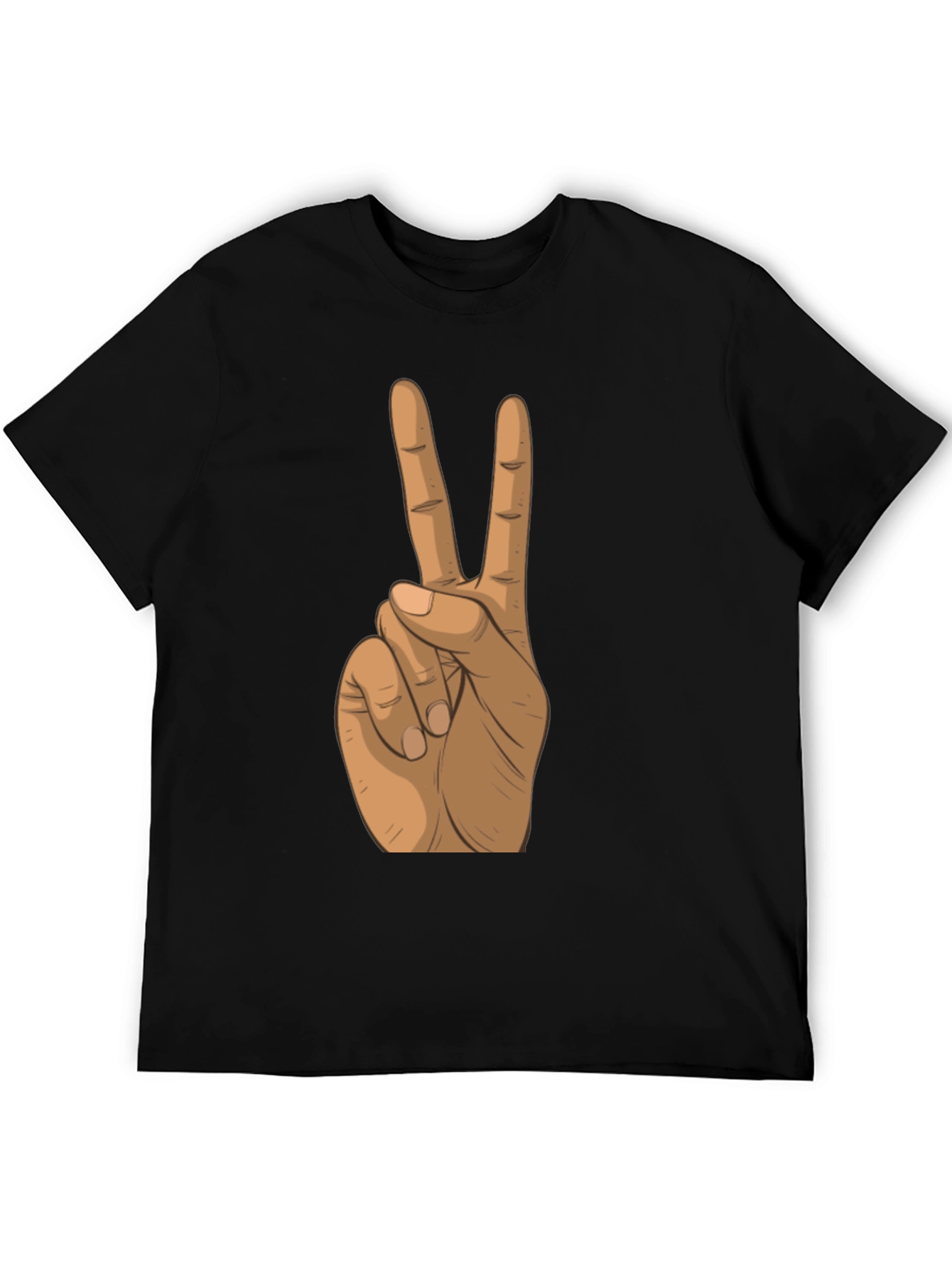 Peace Sign Hand Black T-Shirt