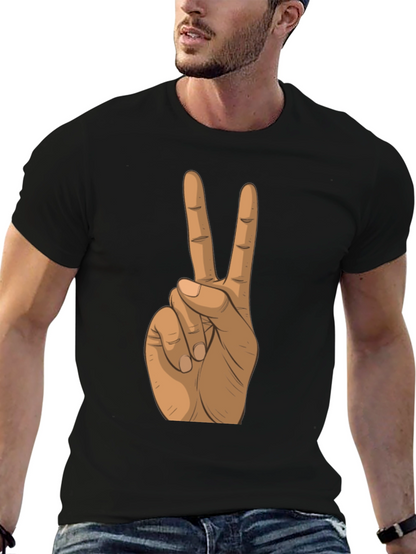 Peace Sign Hand Black T-Shirt