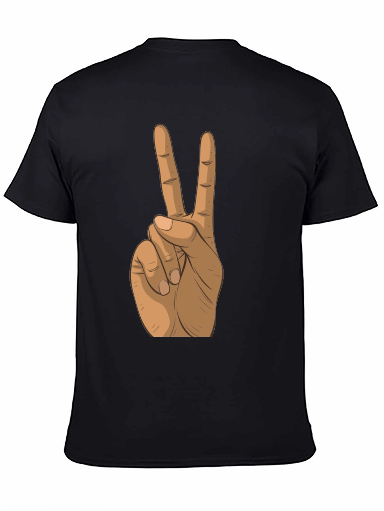 Peace Sign Hand Black T-Shirt