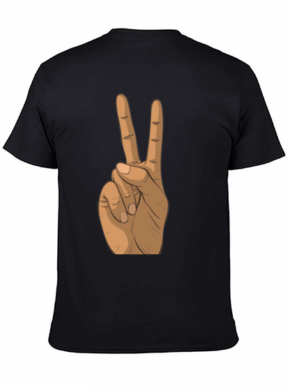 Peace Sign Hand Black T-Shirt