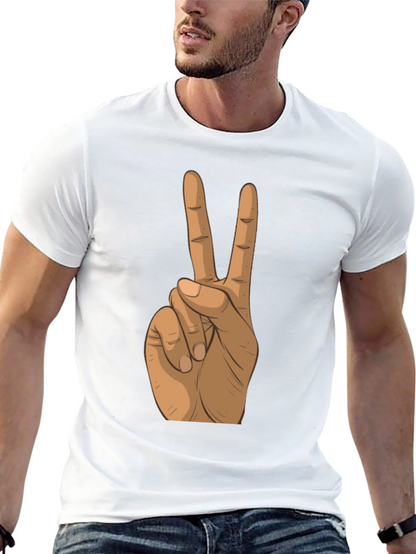 Peace Sign Hand Black T-Shirt