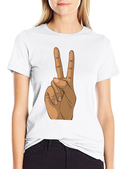 Peace Sign Hand Black T-Shirt
