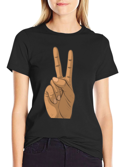 Peace Sign Hand Black T-Shirt