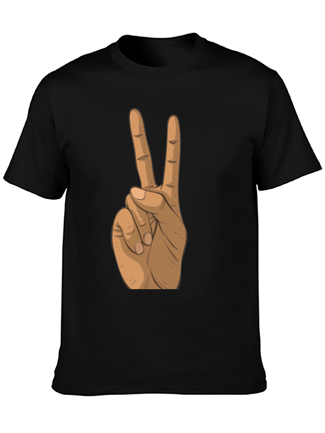 Peace Sign Hand Black T-Shirt