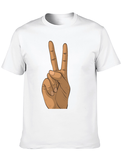 Peace Sign Hand Black T-Shirt
