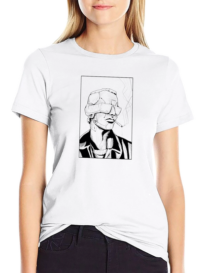 Edgy Cyberpunk Smoker Graphic Tee - Black