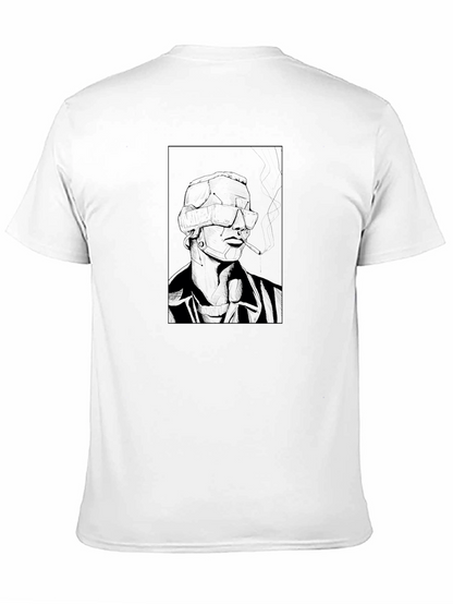 Edgy Cyberpunk Smoker Graphic Tee - Black
