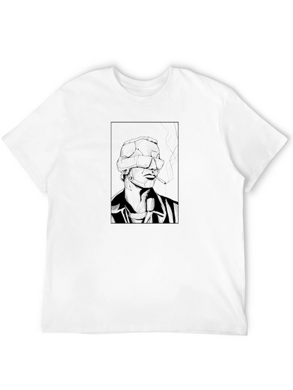 Edgy Cyberpunk Smoker Graphic Tee - Black
