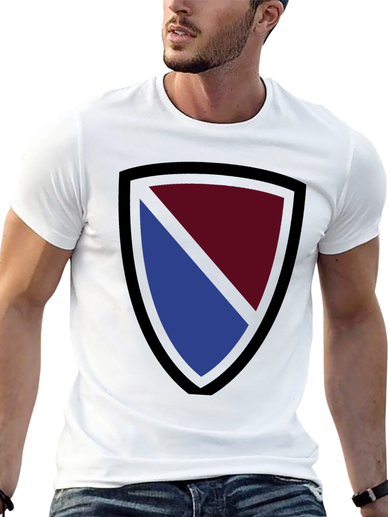 Shield Graphic T-Shirt - Burgundy & Blue