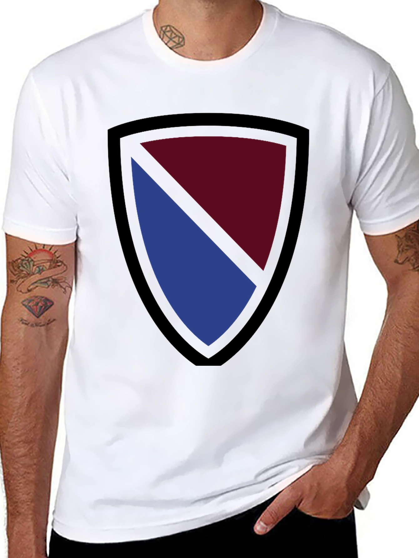 Shield Graphic T-Shirt - Burgundy & Blue