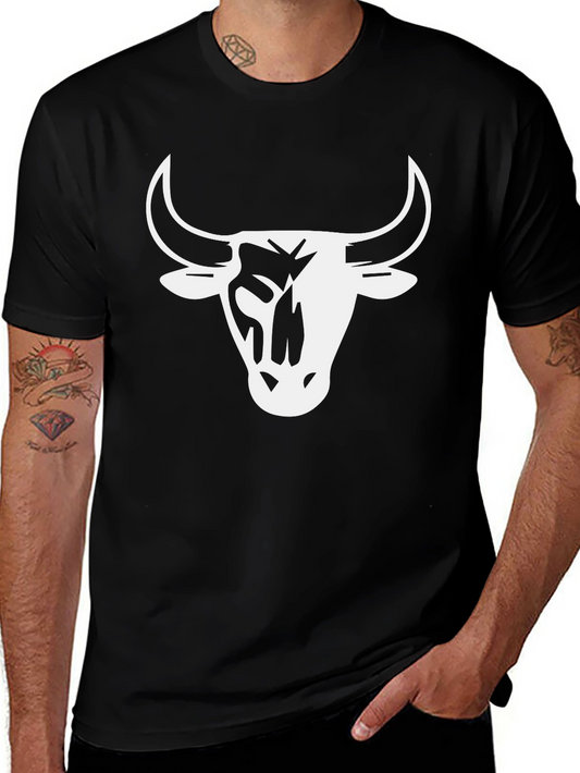 Black Bull Head Graphic Tee - Mens Casual T-Shirt