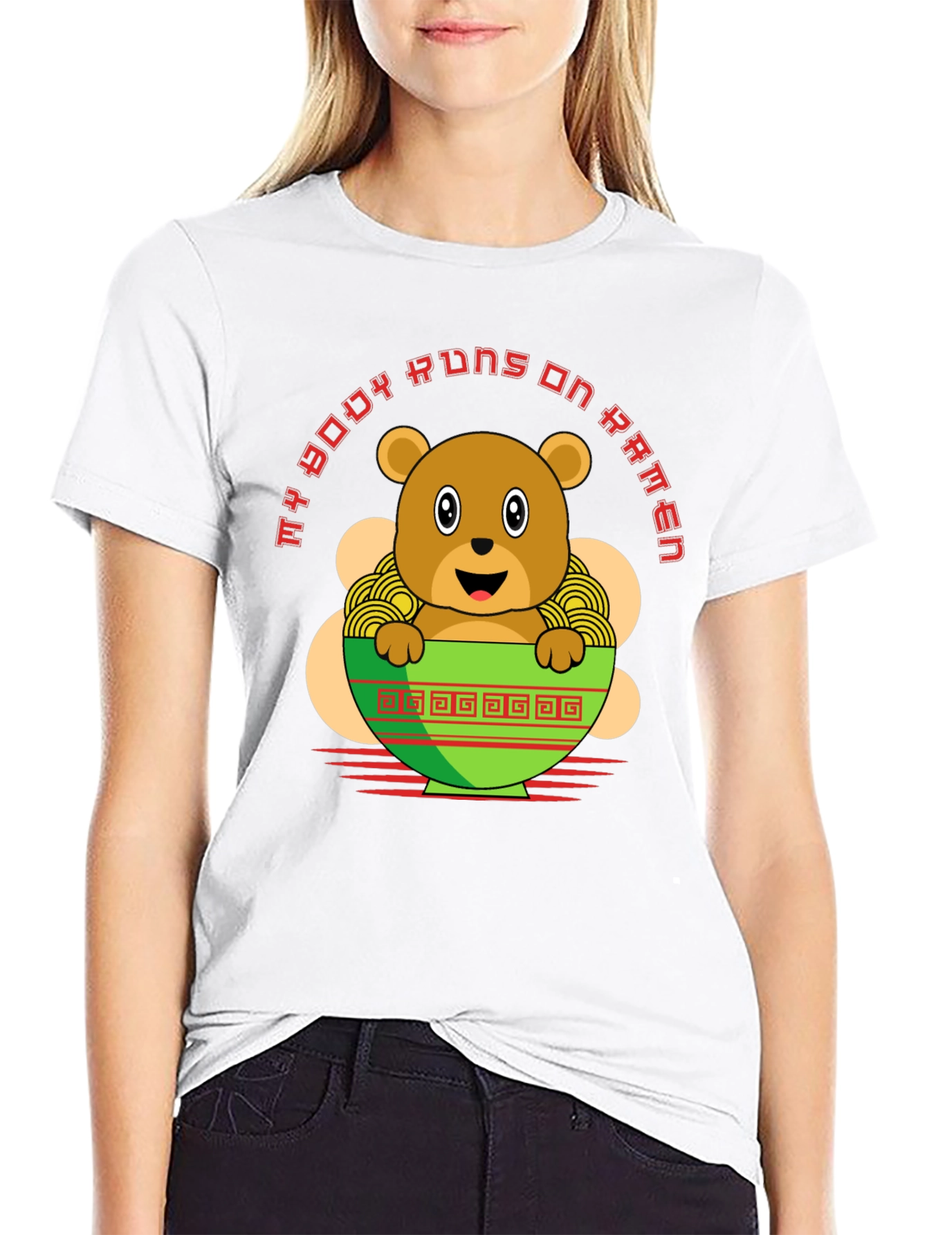 Ramen Bear T-Shirt - My Body Runs on Ramen