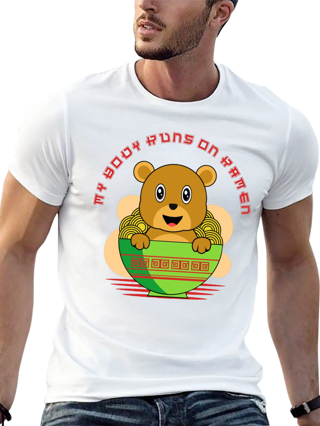 Ramen Bear T-Shirt - My Body Runs on Ramen