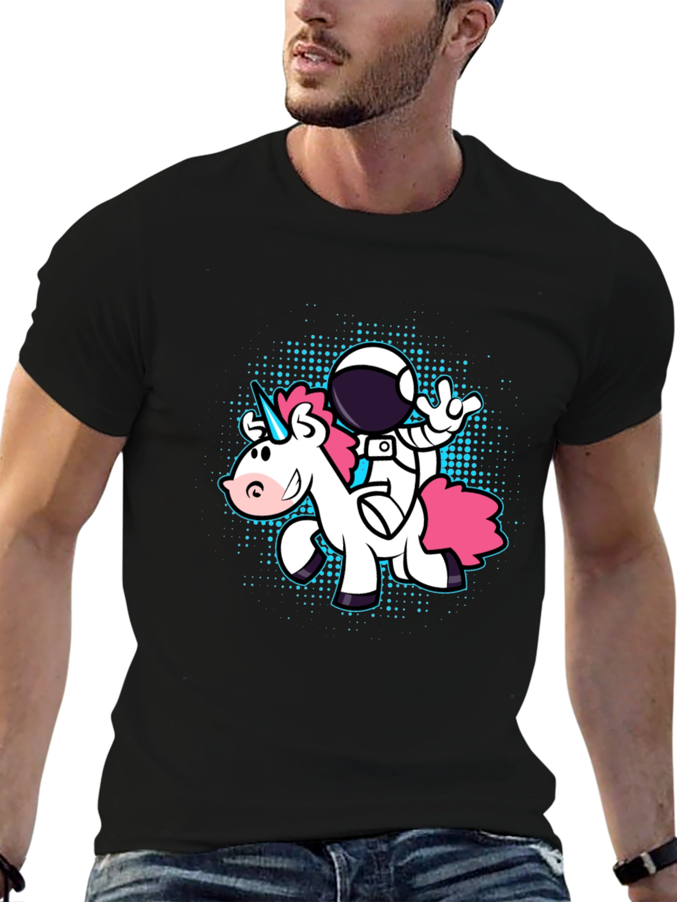 Astronaut Unicorn Graphic Tee - Black