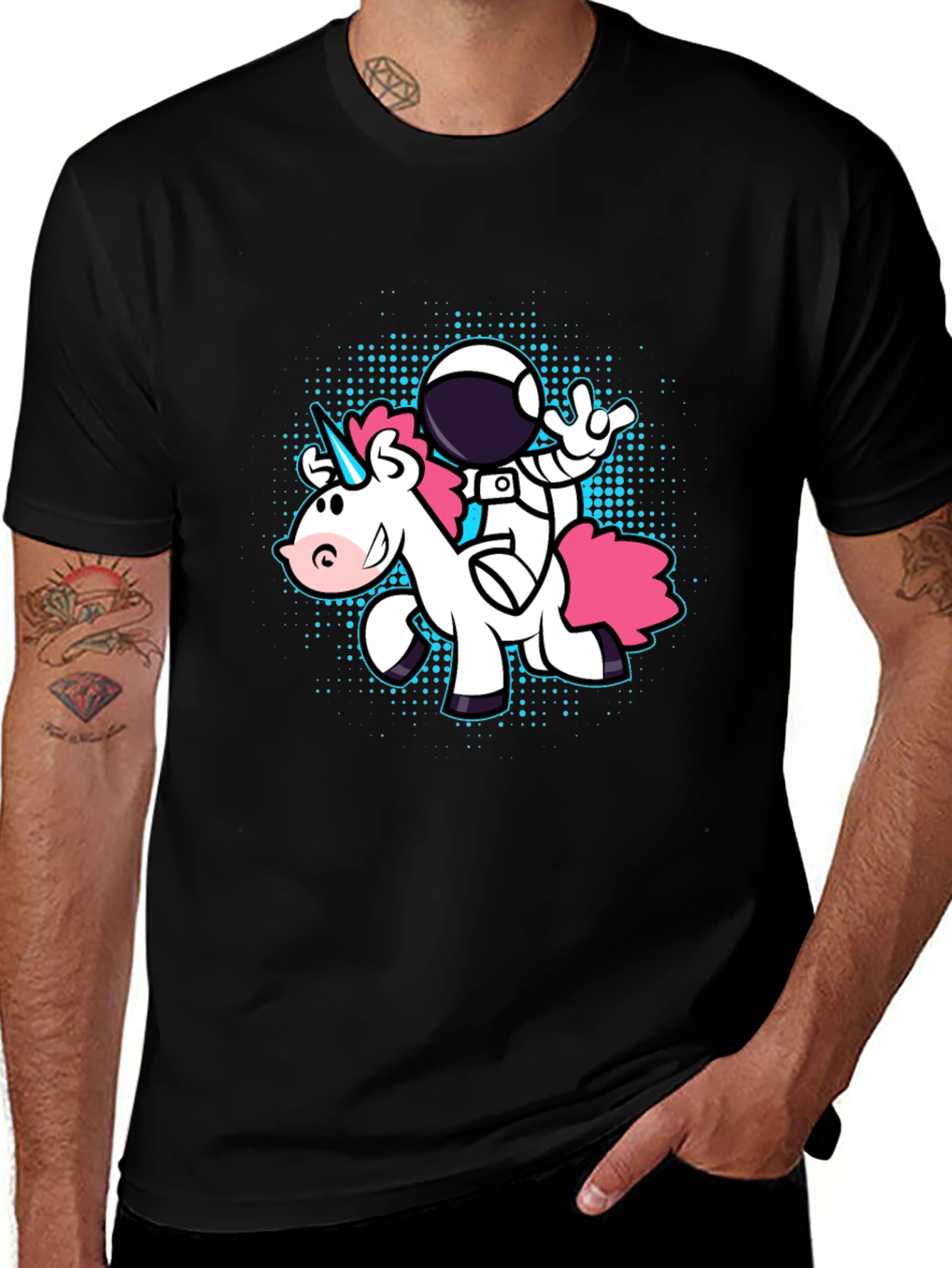 Astronaut Unicorn Graphic Tee - Black