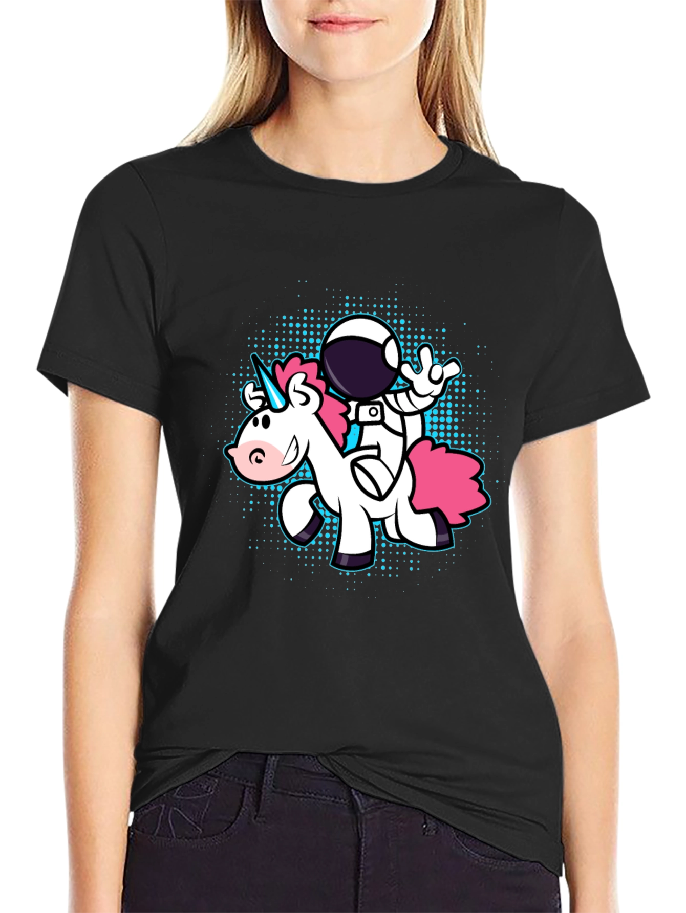 Astronaut Unicorn Graphic Tee - Black