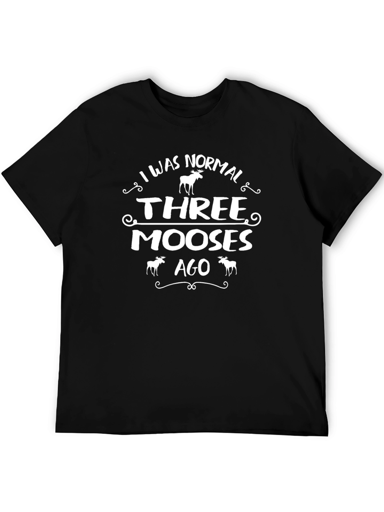 Funny Three Mooses Ago Graphic Tee - Black