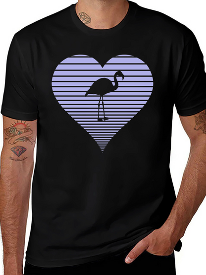 Flamingo Heart Graphic Tee - Black