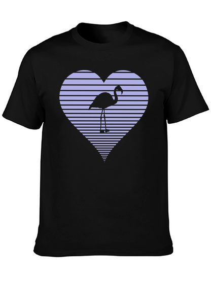 Flamingo Heart Graphic Tee - Black