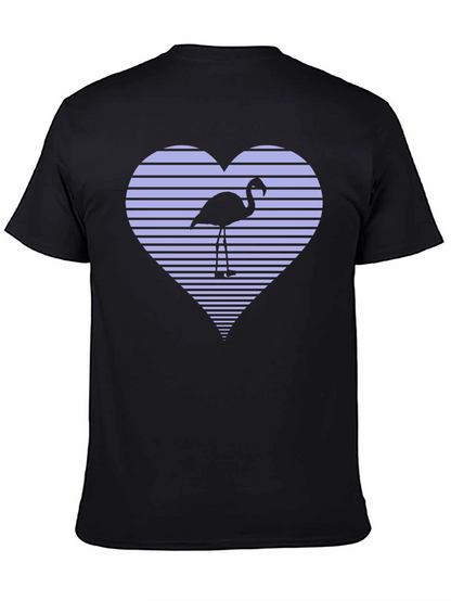 Flamingo Heart Graphic Tee - Black