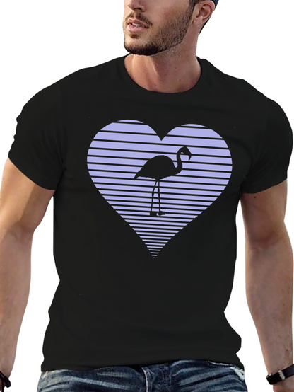 Flamingo Heart Graphic Tee - Black