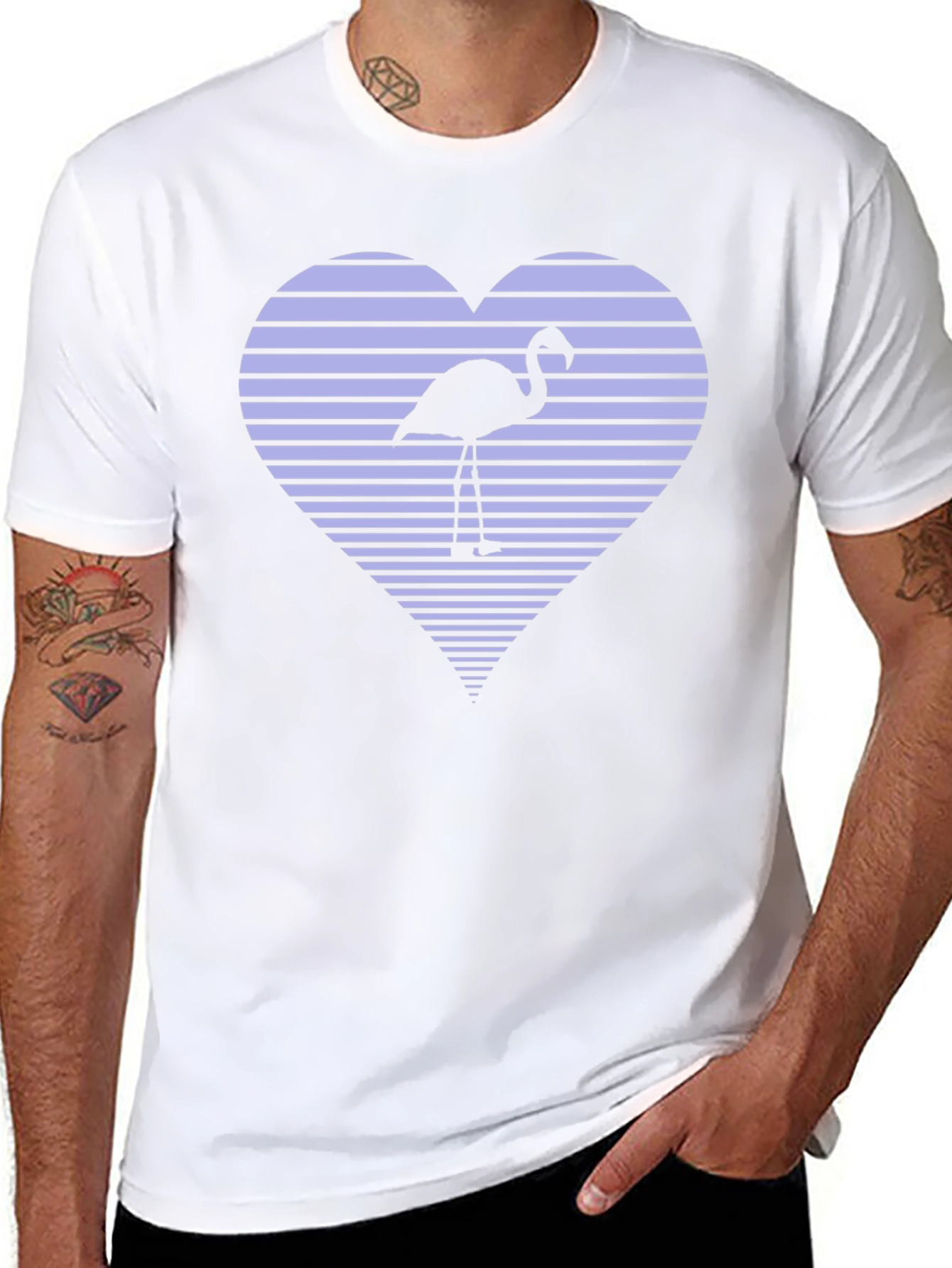 Flamingo Heart Graphic Tee - Black