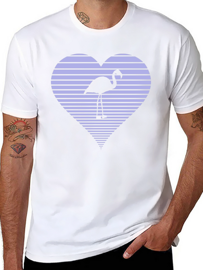 Flamingo Heart Graphic Tee - Black