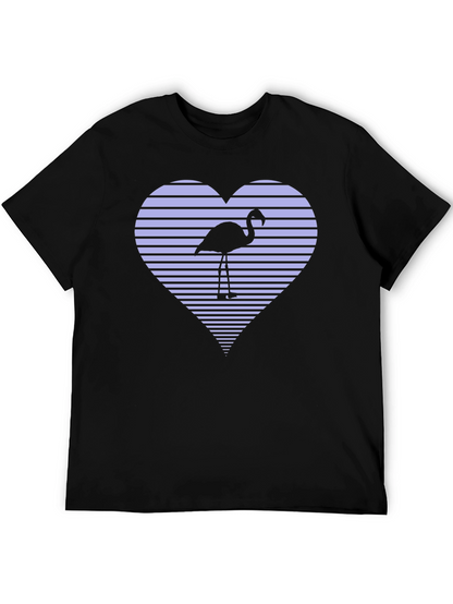 Flamingo Heart Graphic Tee - Black
