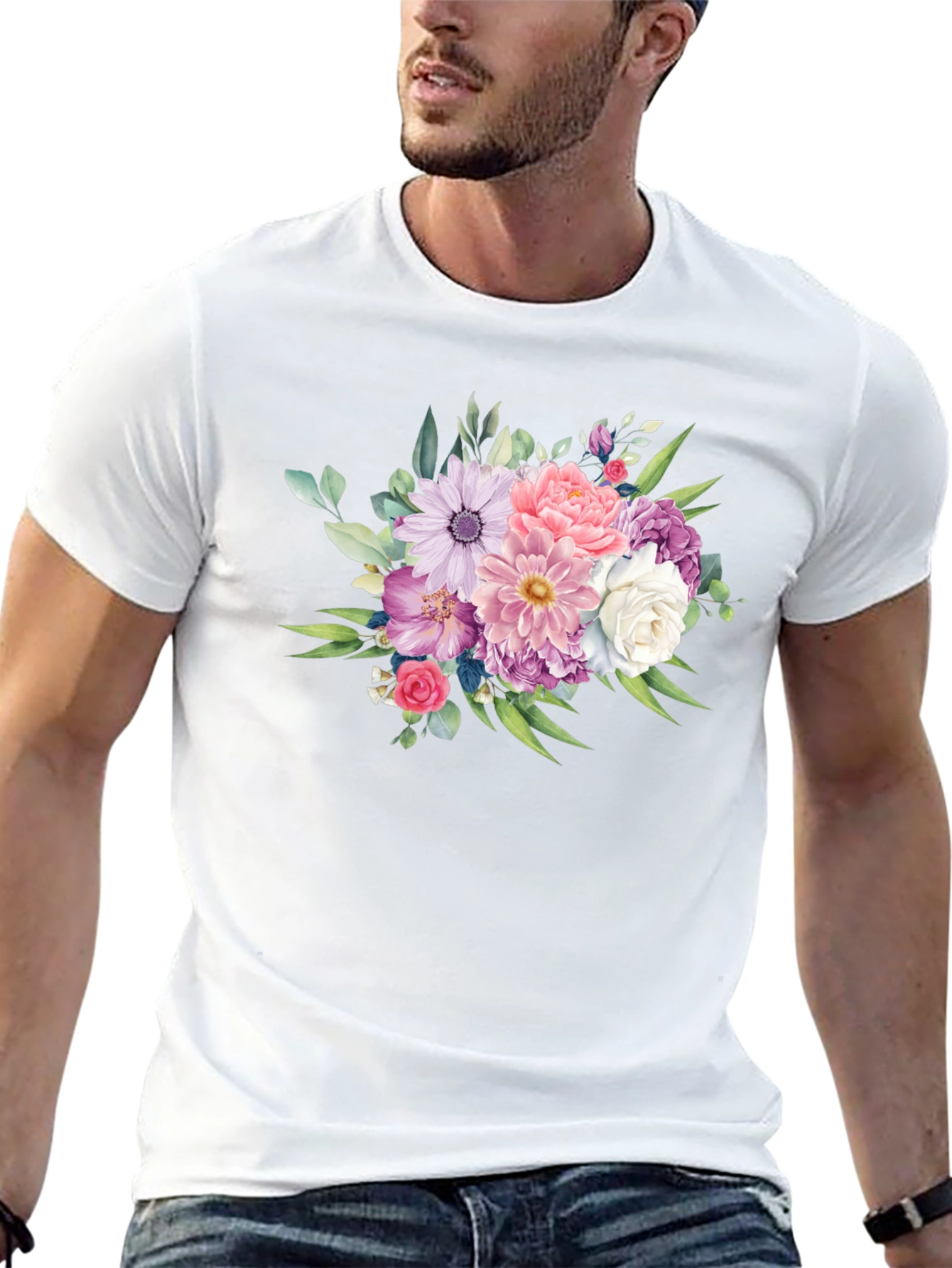 Floral Bouquet Graphic Tee - Classic Black
