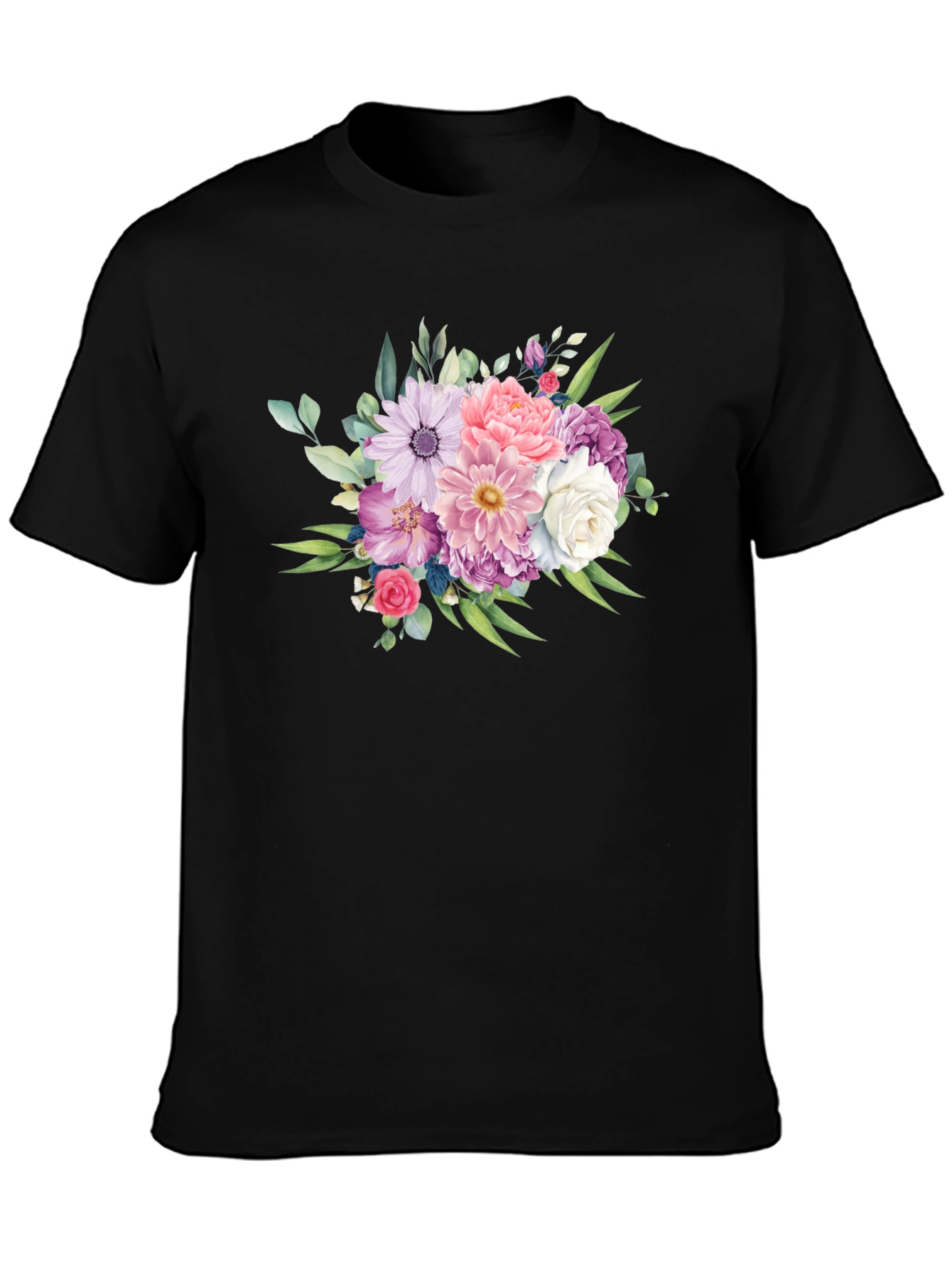 Floral Bouquet Graphic Tee - Classic Black