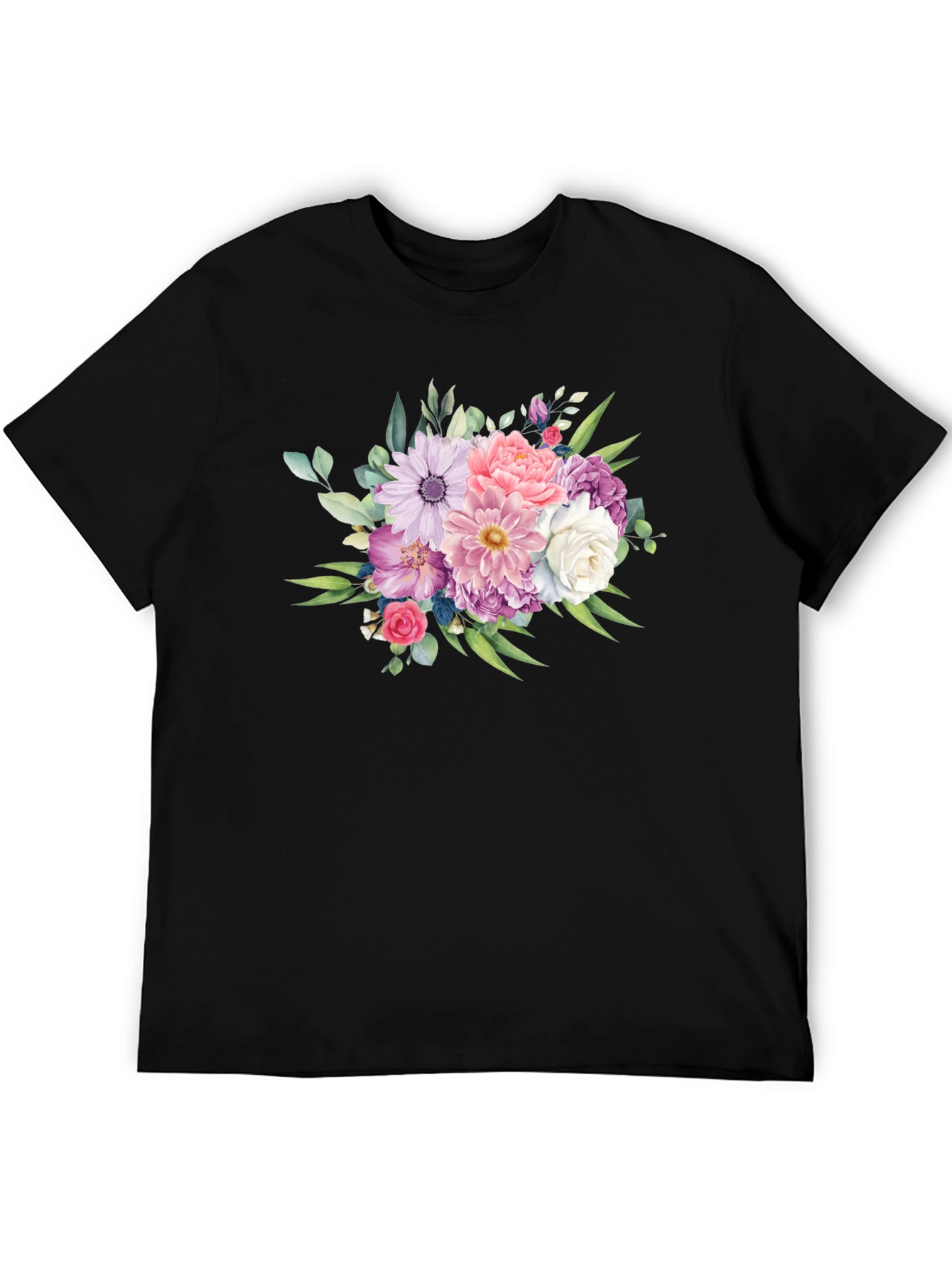 Floral Bouquet Graphic Tee - Classic Black