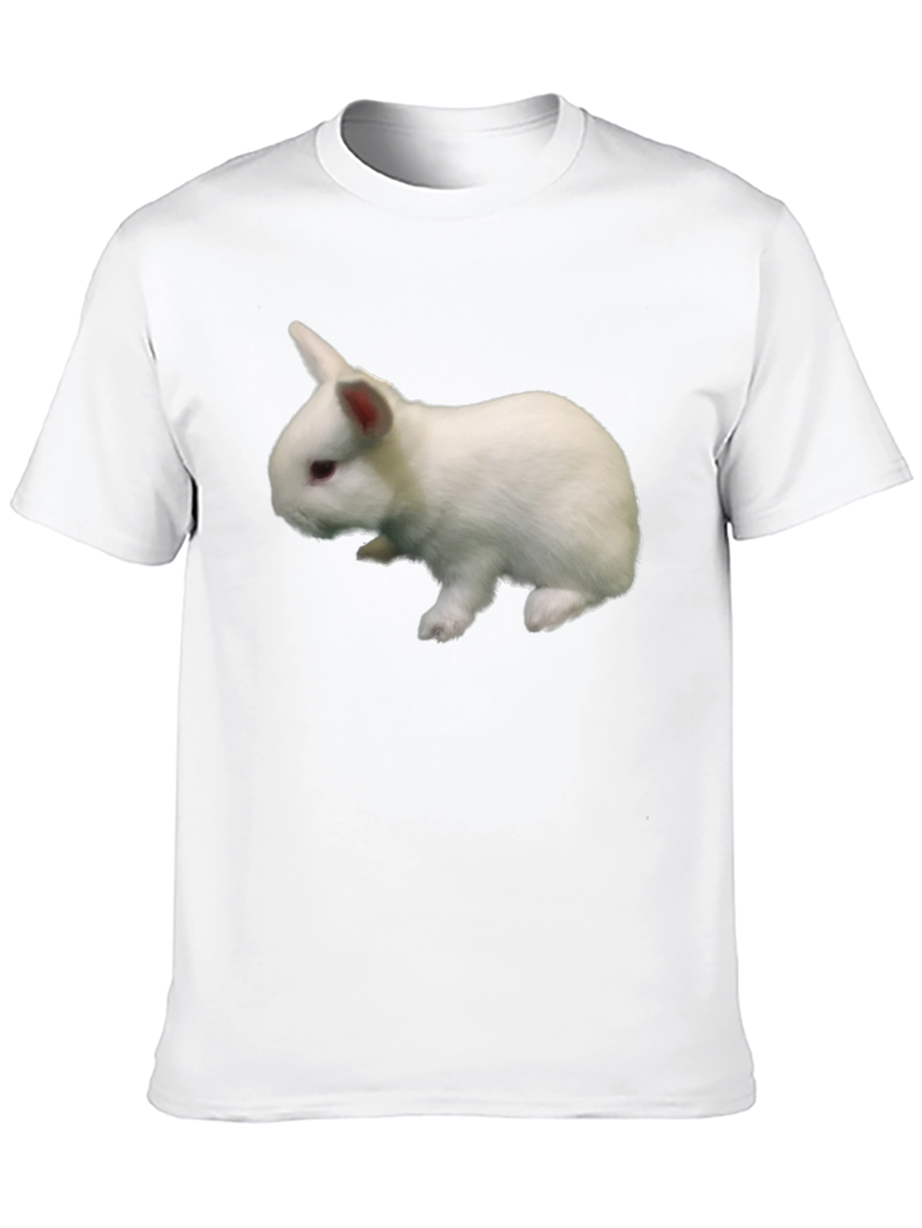 Black T-Shirt with White Rabbit Graphic Print