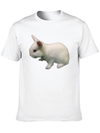 Black T-Shirt with White Rabbit Graphic Print