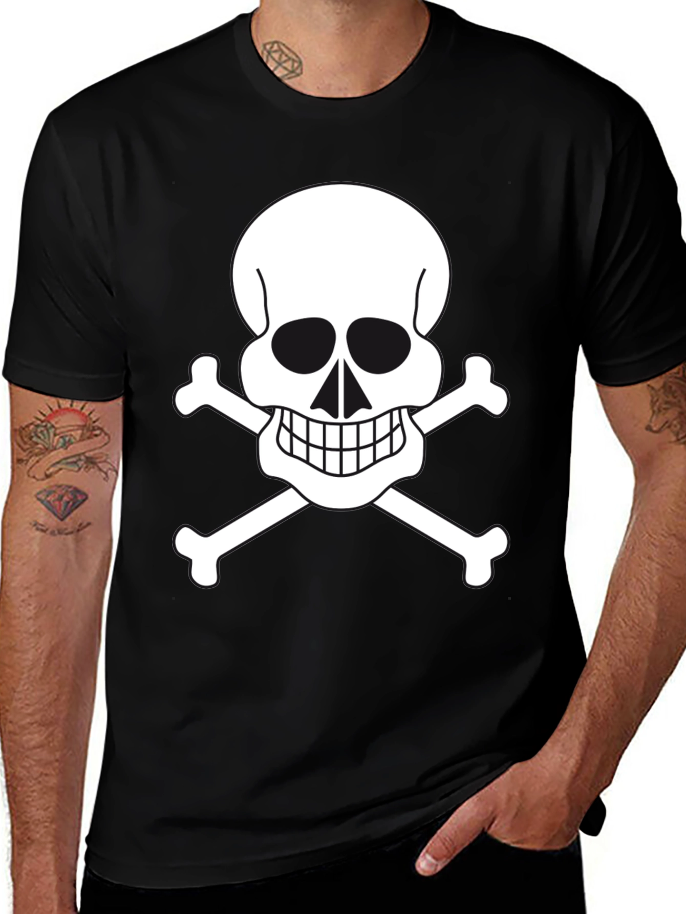 Skull & Crossbones Graphic Tee - Black
