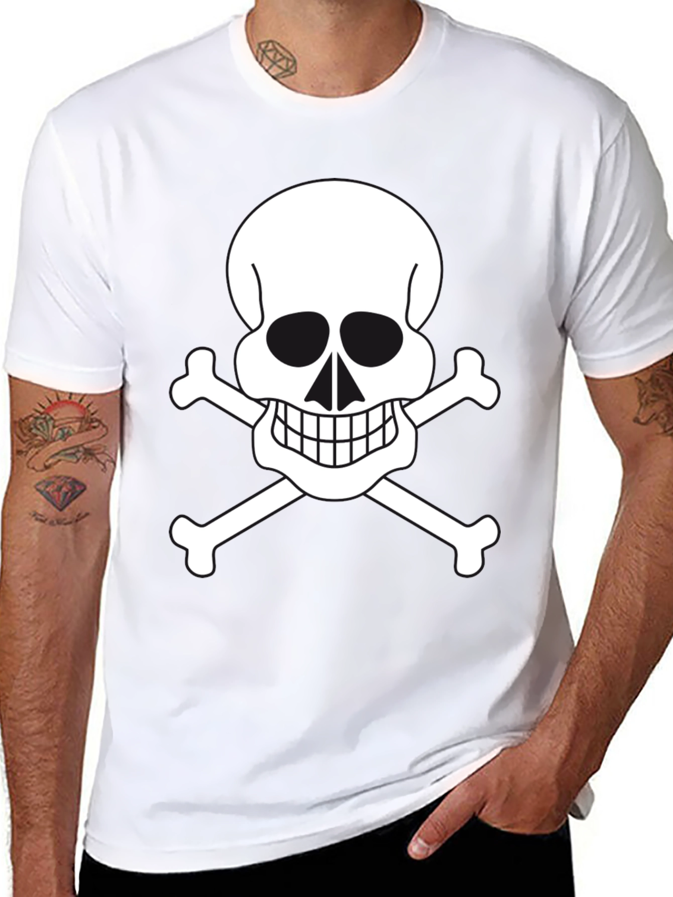 Skull & Crossbones Graphic Tee - Black