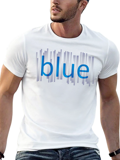 Blue Graphic Tee - Mens Black Cotton Shirt