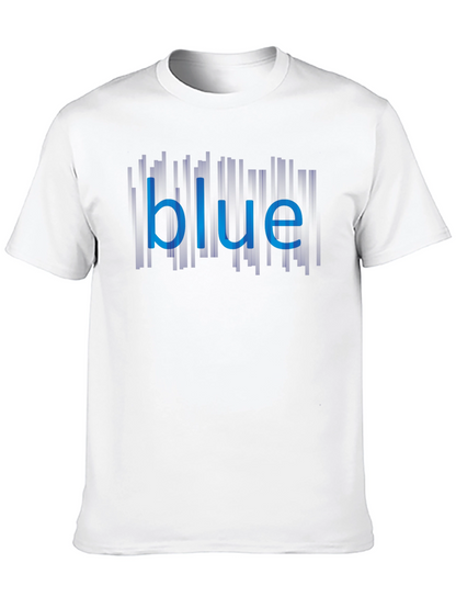 Blue Graphic Tee - Mens Black Cotton Shirt