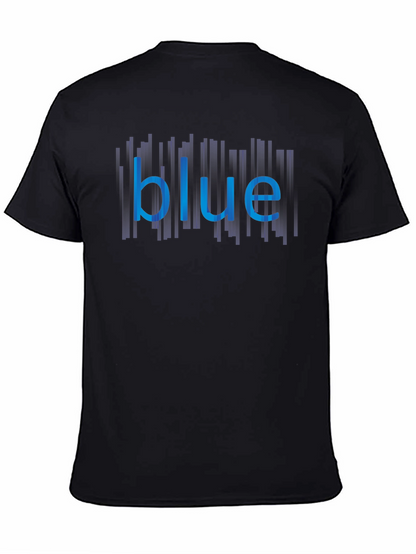 Blue Graphic Tee - Mens Black Cotton Shirt