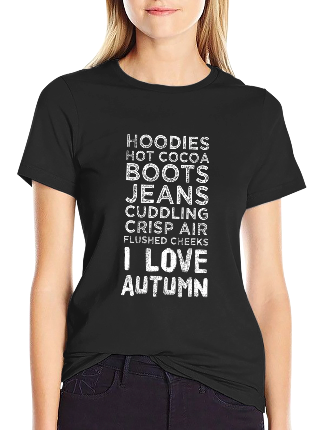 I Love Autumn Black T-Shirt
