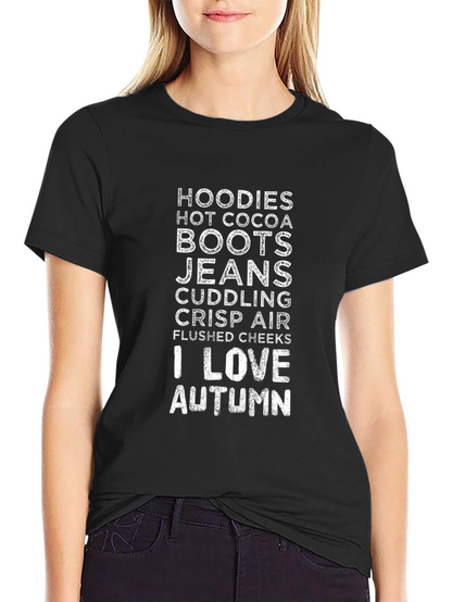 I Love Autumn Black T-Shirt