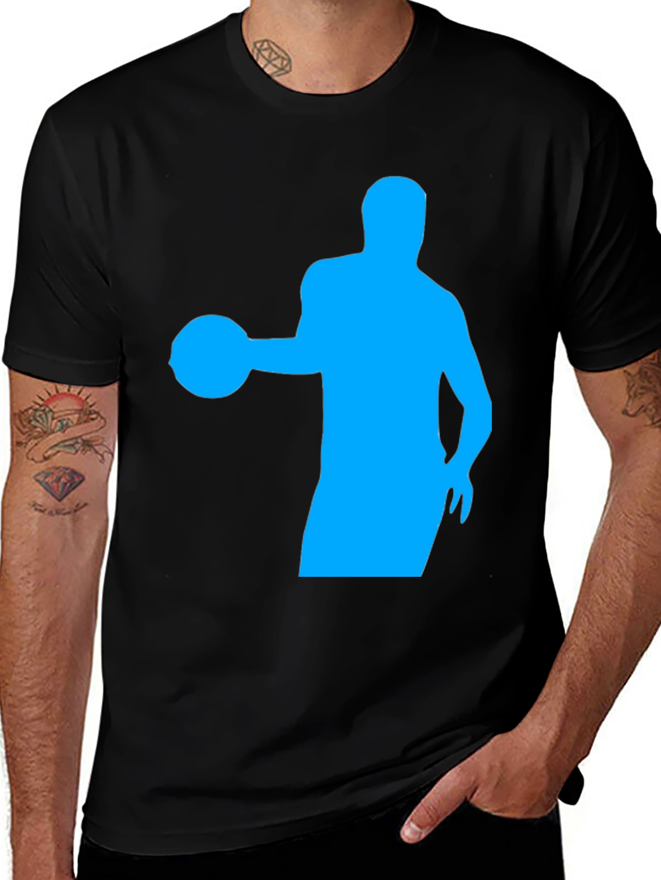 Basketball Silhouette Tee - Black Cotton Graphic T-Shirt