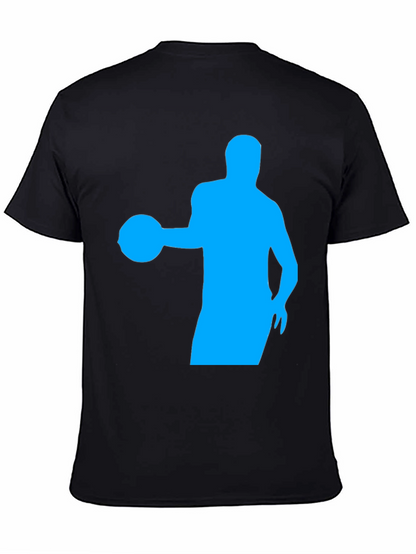 Basketball Silhouette Tee - Black Cotton Graphic T-Shirt