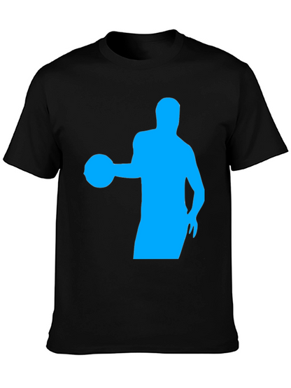 Basketball Silhouette Tee - Black Cotton Graphic T-Shirt