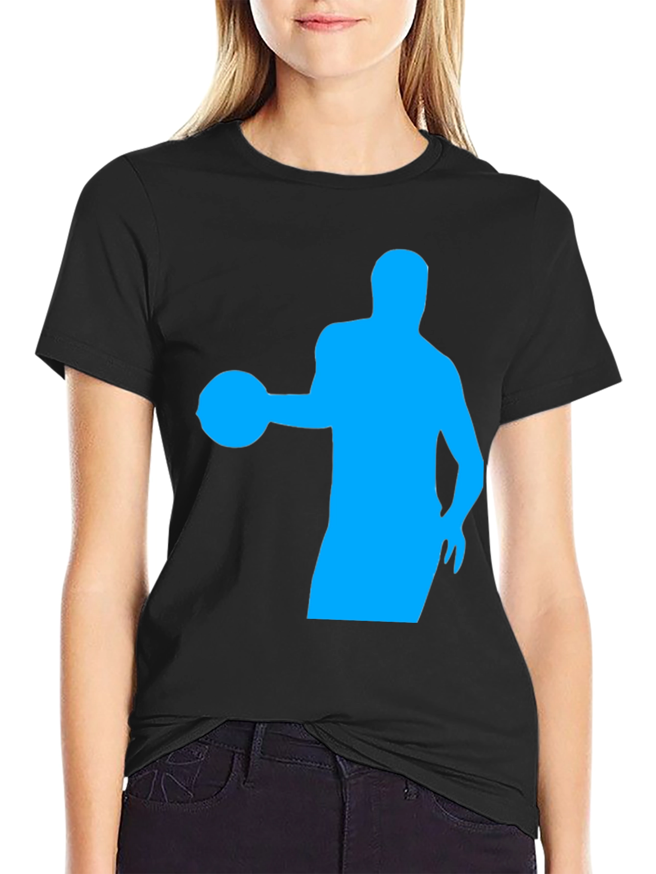 Basketball Silhouette Tee - Black Cotton Graphic T-Shirt