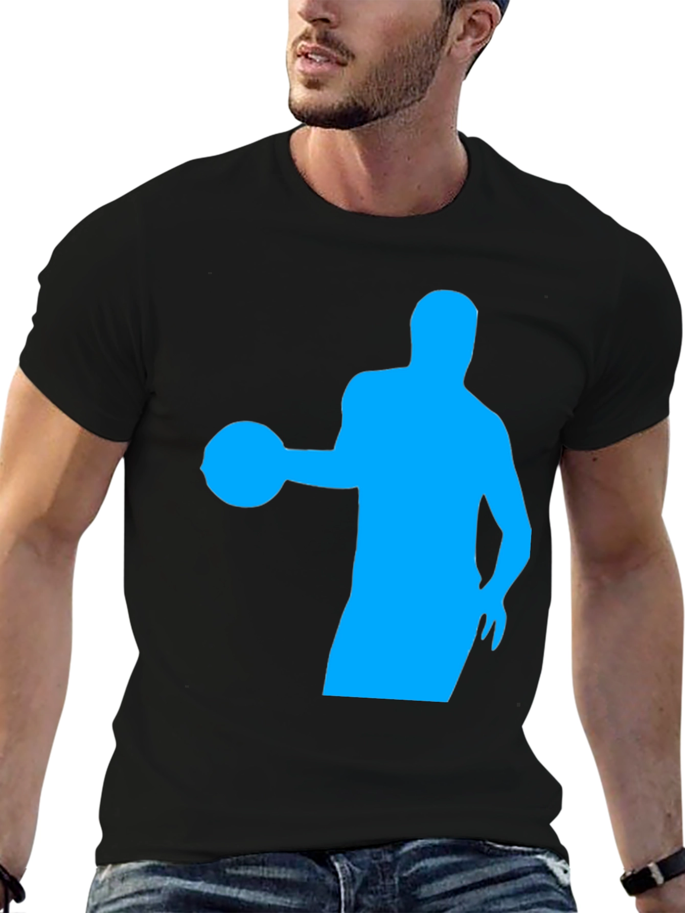 Basketball Silhouette Tee - Black Cotton Graphic T-Shirt