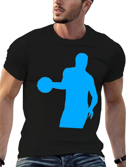 Basketball Silhouette Tee - Black Cotton Graphic T-Shirt