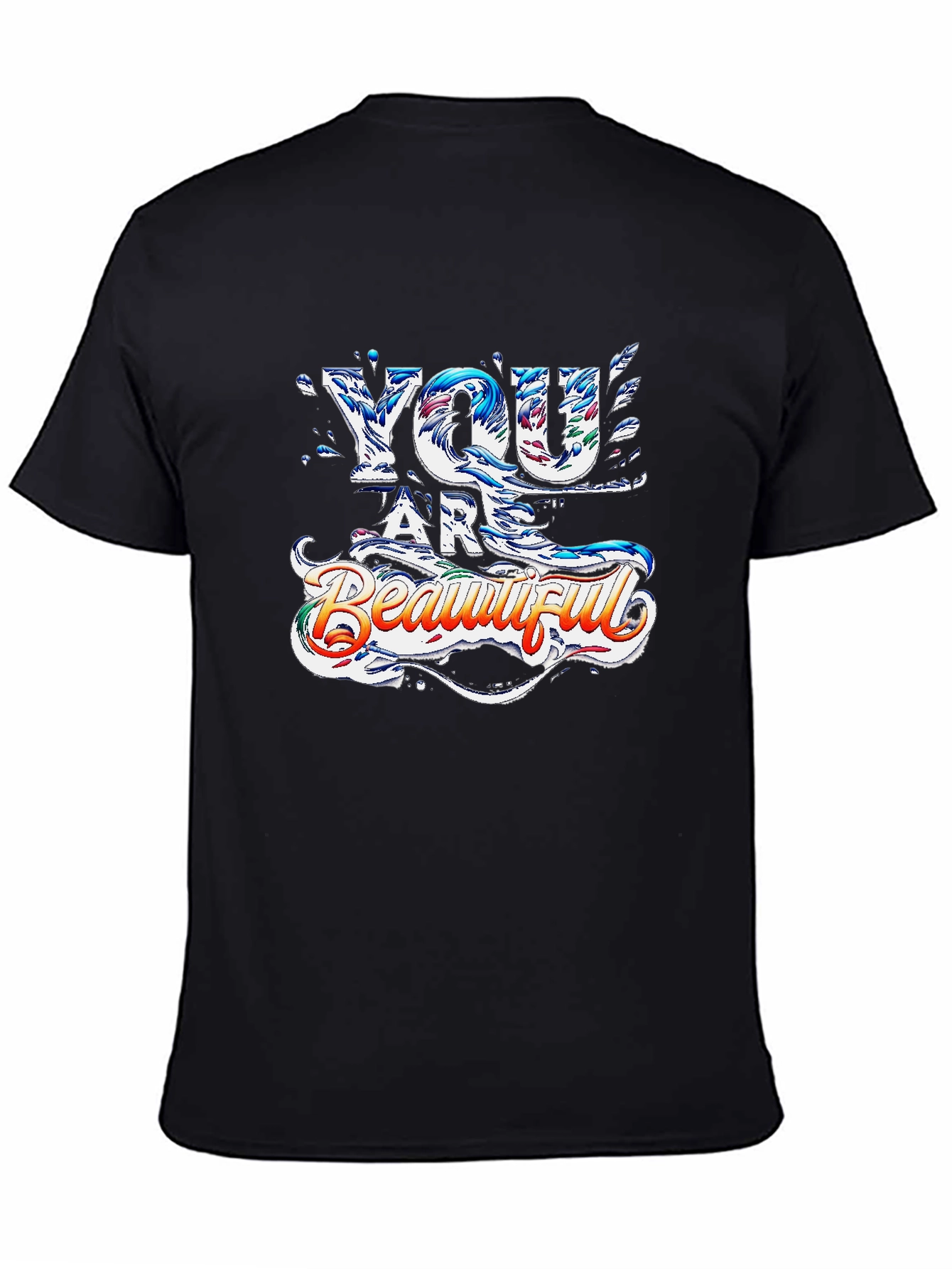 You Are Beautiful Graphic Print Black T-Shirt