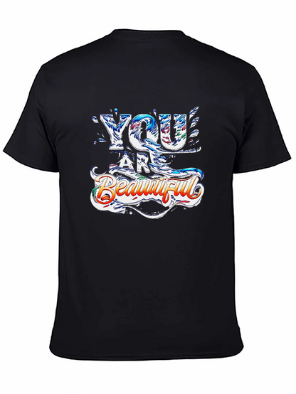 You Are Beautiful Graphic Print Black T-Shirt