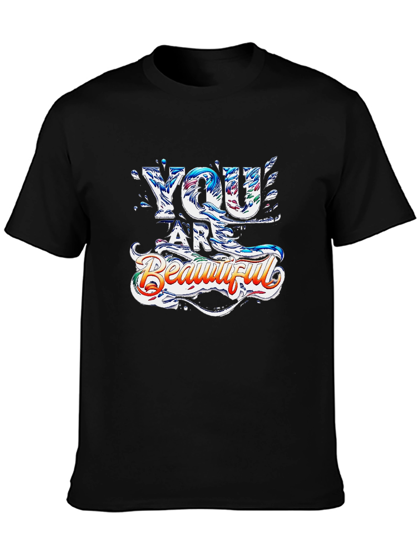 You Are Beautiful Graphic Print Black T-Shirt